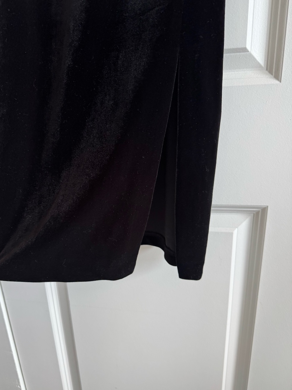 Express Black Velvet Spaghetti Strap Midi Dress with Front Slit - Picture 5 of 9